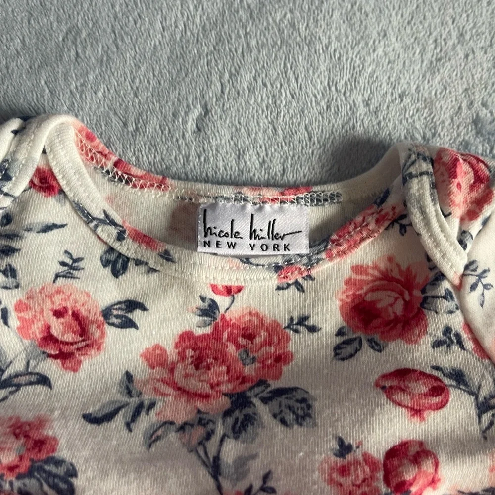 Nicole Miller Pink and Cream Floral Baby Dress